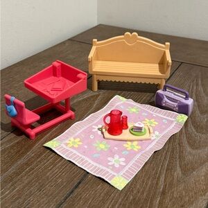 Vintage fisher price loving family picnic lot of dollhouse accessories